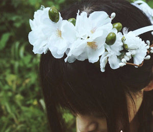 Women wedding White Flower bride Party Hair Headband Crown Prop Garland Wreath