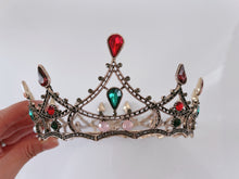 Women Retro Colorful Rhinestone Crystal Black Hair Headband Queen Crown Tiara