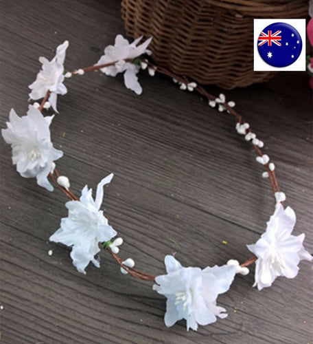 Women flower Girl wedding White bride Party Hair Head band Crown Prop Garland