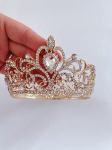 Women Girl Gold Rhinestone Crystal Princess Queen Head Hair Small Crown Tiara - Elegant Tiara for Weddings & Events