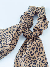 Women Girls Leopard Ribbon Bow Elastic Hair Up Tie Ponytail Scarf Scrunchies