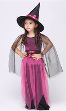 Kid Girl Child Fancy Halloween Party Pink Witch wizard Costume Dress + Hat Set