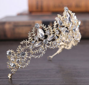 Women Gold Rhinestone Crystal Wedding Bride Party Hair Headband Crown Tiara