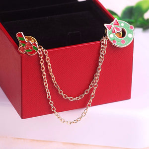 Women Lady Christmas Xmas Collar Chain brooch Hat Clip Pin Tassels Gift Decor