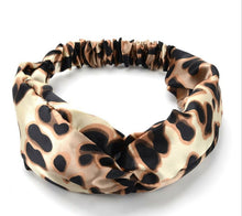 Women Satin Leopard Yoga Party Cross Elastic Hair head band Headband Bandana