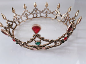 Women Retro Colorful Rhinestone Crystal Black Hair Headband Queen Crown Tiara