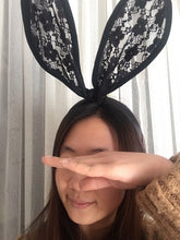 Women Black Bunny Costume Party Rabbit Big Long Ear lace Hair band Headband