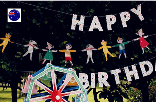 Boys Girls Kids Puppy Happy Birthday Party Banners Flags Decorations Garlands