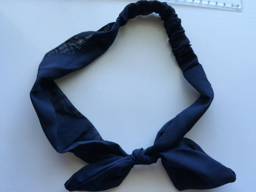 Women Girl Retro bow Party bow bunny ear boho School Headband Hair head band Navy Blue