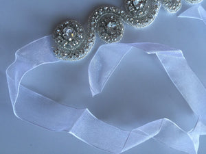 Women Lady White Wedding Bride Crystal Embroidery lace Hair head Headband Prop