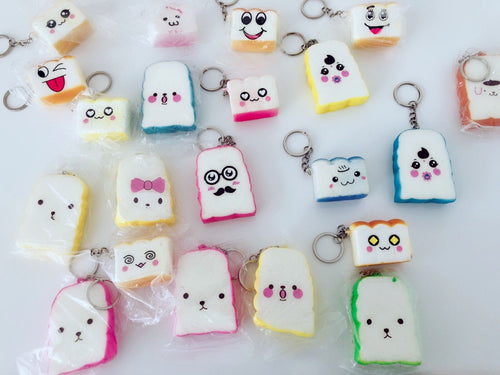 3 Slow rising Fake Bread Bakery Keyring Squeeze toy Strap gift