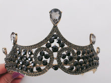 Women Retro Black Crystal Witch Halloween Queen Party Hair Headband Crown Tiara