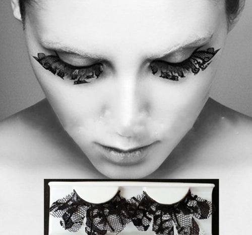 Women Lady Black Lace Fairy Exaggerated Party Fake False Eyelashes Eye lashes