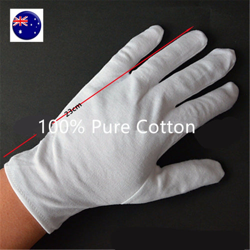 AU Men white Party Fancy Costume Magician Driving SHORT White Cotton Gloves