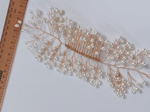 Women Prom dance headpiece Bride wedding Hair Styling Gold Pearl Comb Pin