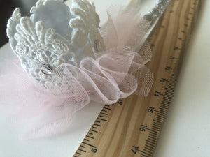 Girl Kids Baby ballerina Princess Pink Lace Tiara Hair Elastic Headband Crown