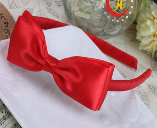 Women Lady Girls Bright Red Bow Ribbon Princess Headband Hairband Hair Head Band