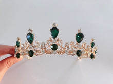 Children Kids Girls Princess Emerald Green Crystal Tiara Crown Hair Headband