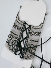 Women Hollywood Fancy Fingerless Retro Gold Embroidery Short Lace Black Gloves