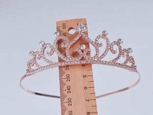 Girl Rose Gold Heart Birthday Party Crown Princess Crystal Tiara Hair Headband