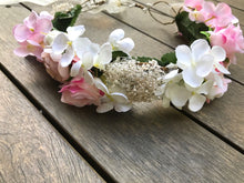 Women Flower Girl BOHO wedding Pink Flower Hair Headband crown Prop Garland