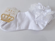 Lady Girl Pure White Ankle Ruffle Frilly Short Lace Dress Bow Crew Socks AUS 4-6