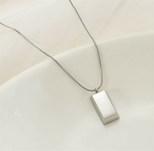 Women Silver color Stainless steel Brick Bar Shape Titanium Plated Necklace