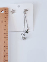 NEW Women Girls Crystal Celestial Stars Moon Studs Party Earring with side Cuff