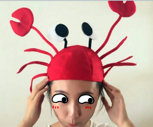 Women Adult Children Kid Crab Red Lobster Cap Hat Headband Party Costume PROP