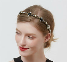 Women Black Gem Crystal Retro Gold Royal Hair Headband head Band Hoop accessory