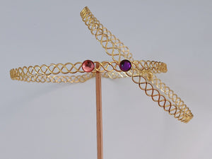 Women Celtic Simple Queen Gold color Gem Crown Tiara Hair Head Band Circlet