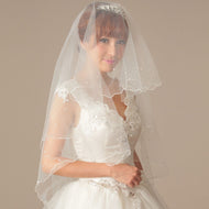 Women Bride Bridal Wedding White Party Pearl Hair Head Veil Wrap Prop NO Comb
