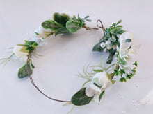 Women Cream White Flower Girl Leaf Rustic Woodland Hair Headband Crown Garland