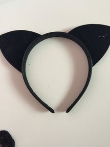 Women Lady Girl Black Kitty Cat Ears Party Hair Headband band Hoop Costume PROP