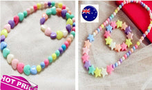 Girl Kid child Colorful Heart Star Necklace Bracelet Set Christmas Birthday Gift