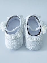 NEW Baby Girl Christening Ballet Cream White Embroidery Lace Flower Shoes 6-12M