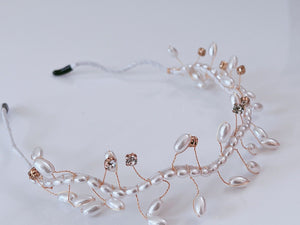 Women Bride Rice Pearl Bead Party Head Hair Band Headband Tiara Hoop Fascinator