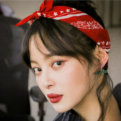 Women Girl Paisley Flower Red Star Hiphop boho Bandana Hair band Headband Scarf