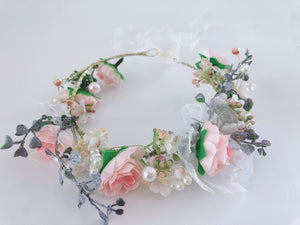 Pink flower Girl Women Wedding Floral Party Hair Headband Crown Garland tiara