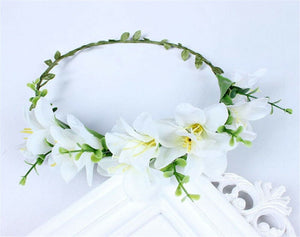 Women wedding Creamy White Lily Flower bride Party Hair Headband Crown Garland