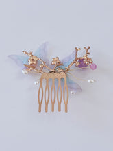 Women Girl Fancy Blue Butterfly Pearl Twig Hair Comb Clip Pin Haipin Hairpiece