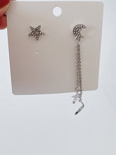 NEW Women Girls Crystal Celestial Stars Moon Studs Party Earring with side Cuff