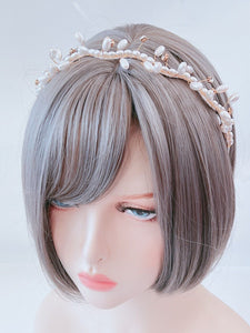 Women Bride Rice Pearl Bead Party Head Hair Band Headband Tiara Hoop Fascinator
