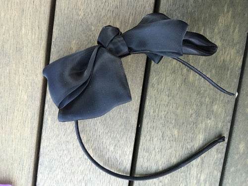 Women Girls School Party Big Bow Lace Ribbon Princess Hair Hoop Headband Band Black