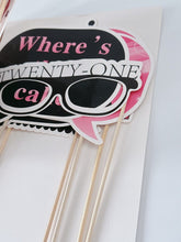 21st Happy Birthday Party hat balloon Cake Selfie Photo Booth Prop Game Sign
