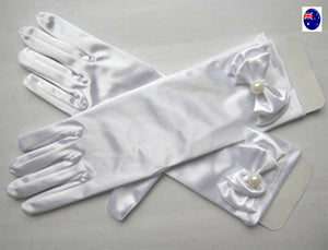 Flower Girl Kid Child White Wedding Bridesmaid Princess Costume Party Gloves - Air Diva Fashion