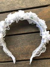 Women Girl White Lace flower Floral wedding Party Hair Headband Prop Garland