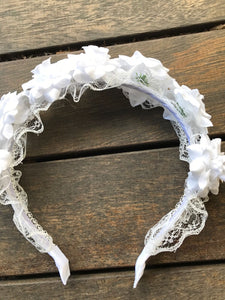 Women Girl White Lace flower Floral wedding Party Hair Headband Prop Garland