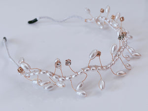 Women Bride Rice Pearl Bead Party Head Hair Band Headband Tiara Hoop Fascinator