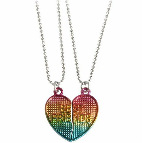 Girls Children Kids Best Friends BFF Rainbow Jigsaw Heart love Necklace Gift her